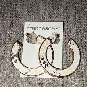 Francesca's Collections Gold and White Hoop Earrings